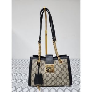 GUCCI GG Supreme Monogram Small Padlock Tote Black